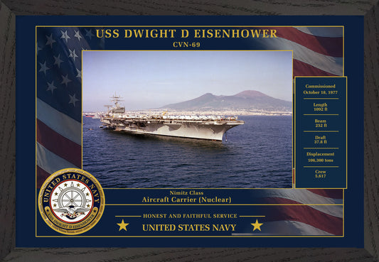 USS Dwight D Eisenhower CVN-69 Framed Patriotic Photo