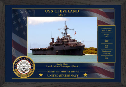 USS Cleveland LPD-7 Framed Patriotic Photo