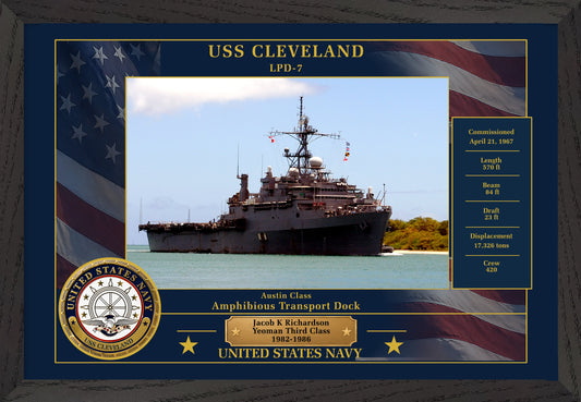 USS Cleveland LPD-7 Framed Patriotic Photo