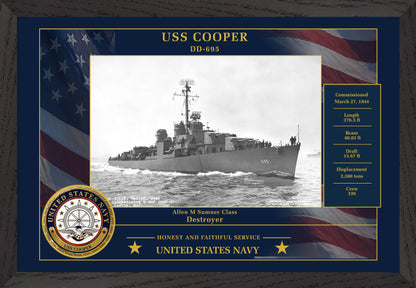 USS Cooper DD-695 Framed Patriotic Photo