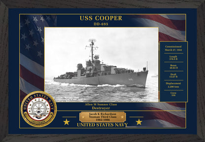 USS Cooper DD-695 Framed Patriotic Photo