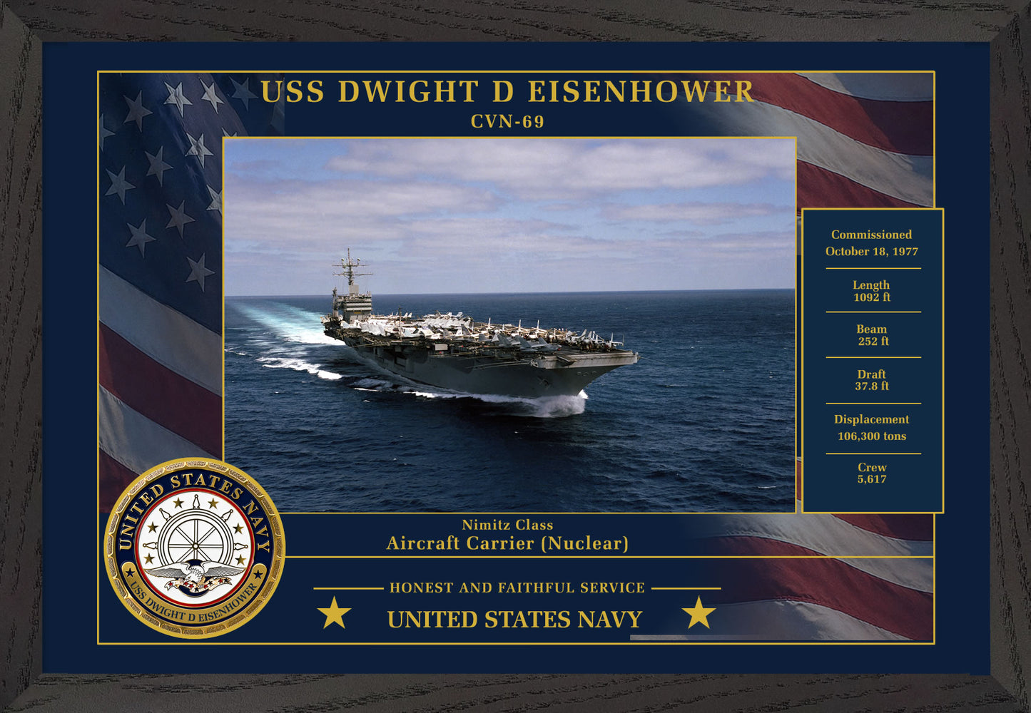 USS Dwight D Eisenhower CVN-69 Framed Patriotic Photo