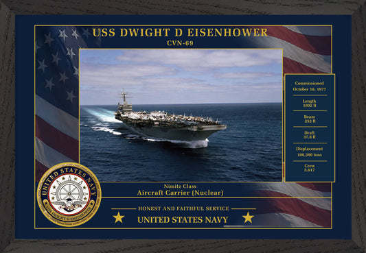 USS Dwight D Eisenhower CVN-69 Framed Patriotic Photo