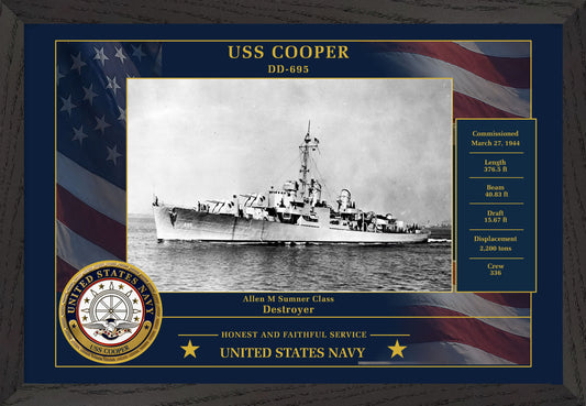 USS Cooper DD-695 Framed Patriotic Photo