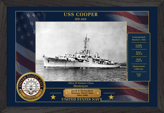USS Cooper DD-695 Framed Patriotic Photo