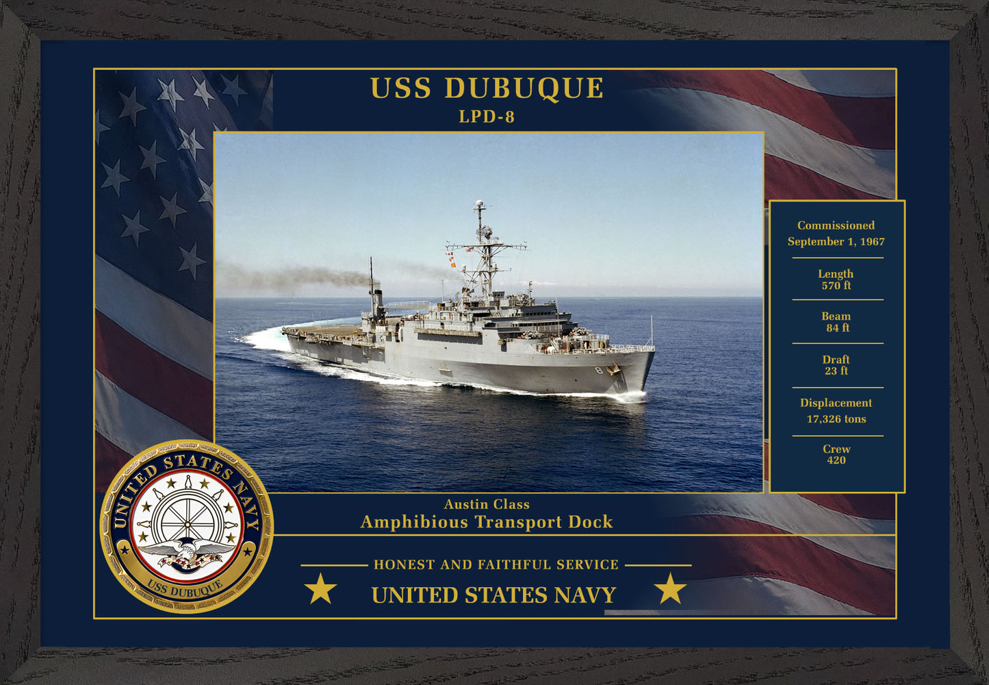 USS Dubuque LPD-8 Framed Patriotic Photo