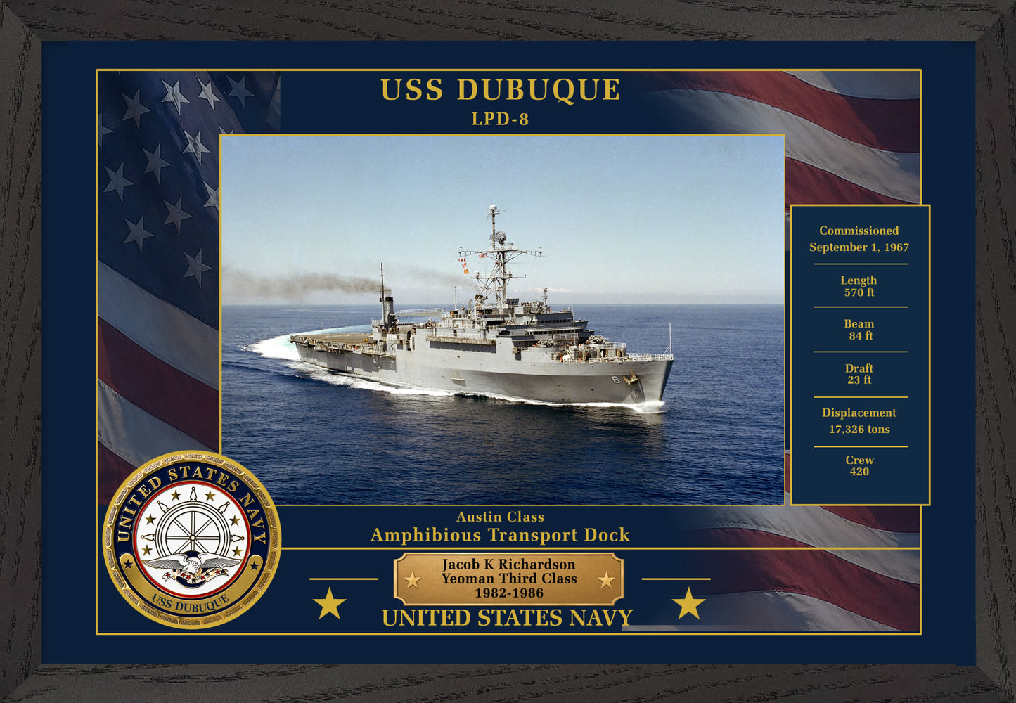 USS Dubuque LPD-8 Framed Patriotic Photo
