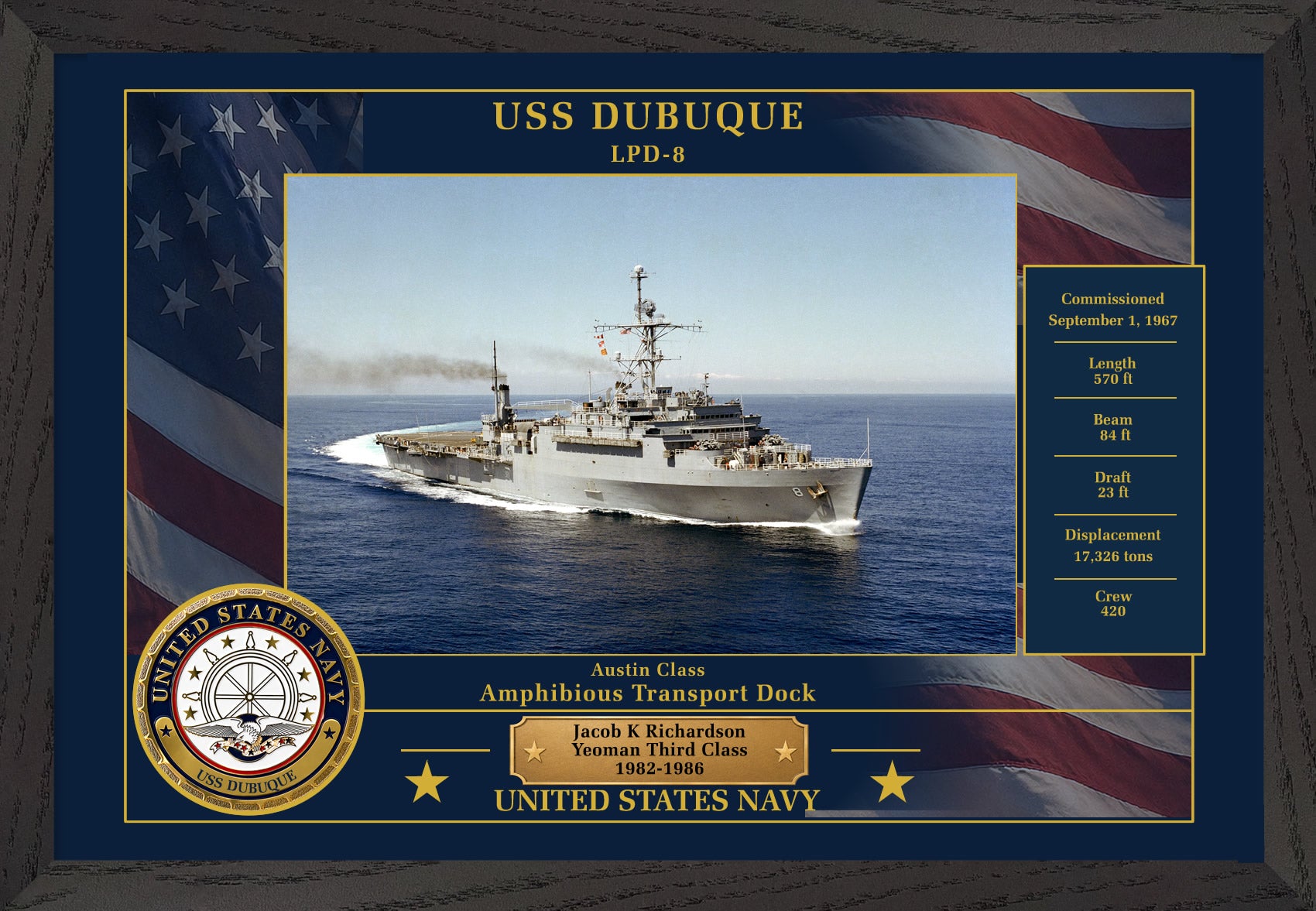 USS Dubuque LPD-8 Framed Patriotic Photo