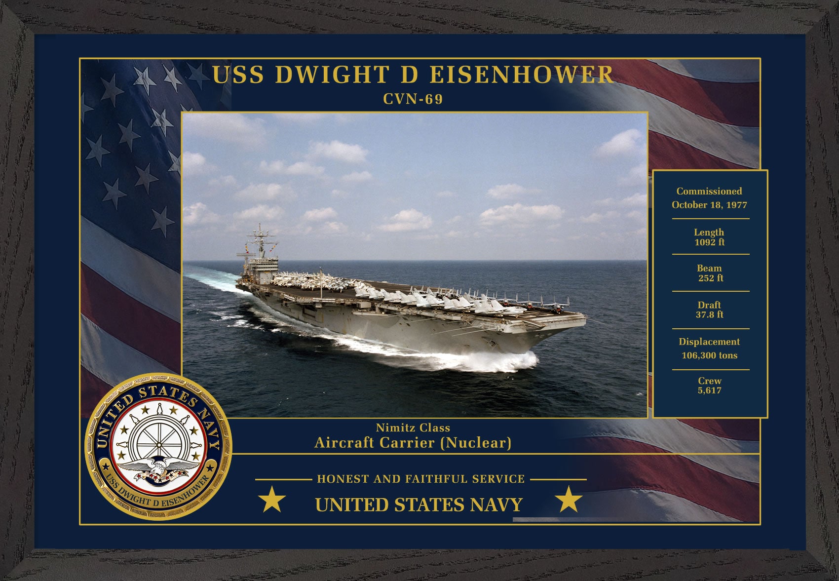 USS Dwight D Eisenhower CVN-69 Framed Patriotic Photo