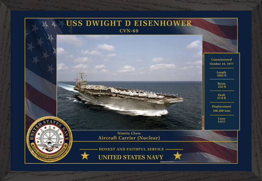 USS Dwight D Eisenhower CVN-69 Framed Patriotic Photo