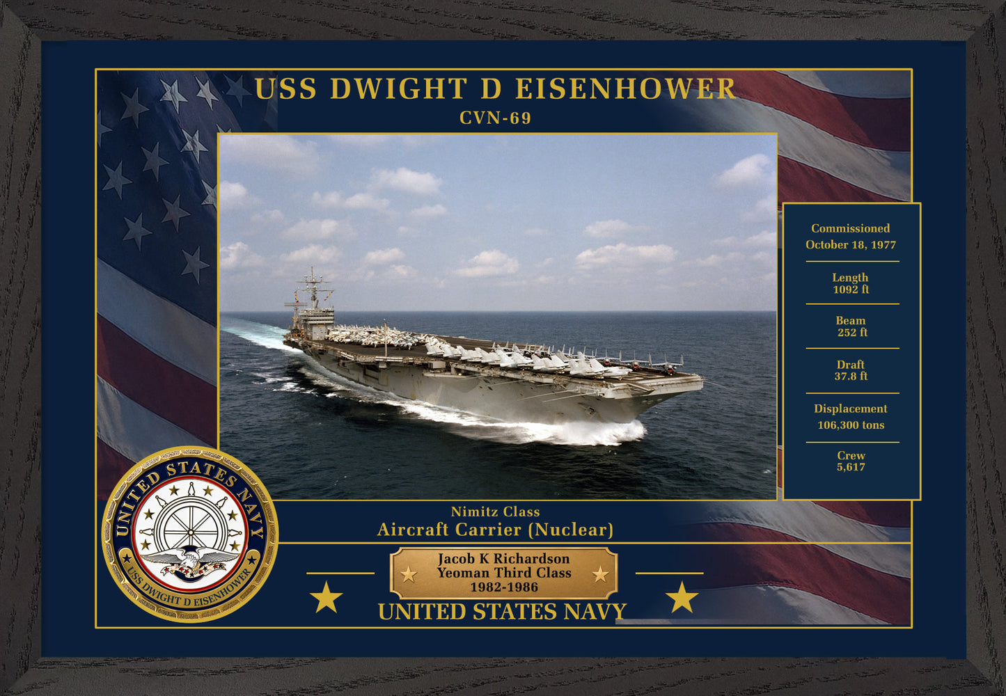 USS Dwight D Eisenhower CVN-69 Framed Patriotic Photo