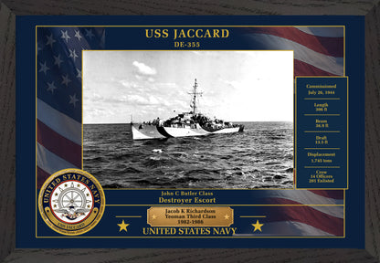 USS Jaccard DE-355 Framed Patriotic Photo