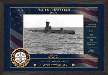 USS Trumpetfish SS-425 Framed Patriotic Photo