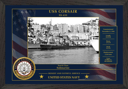 USS Corsair SS-435 Framed Patriotic Photo