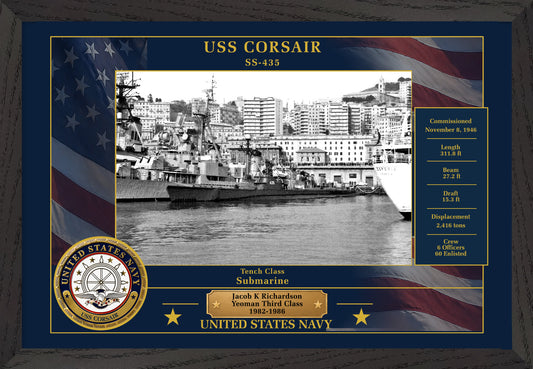 USS Corsair SS-435 Framed Patriotic Photo