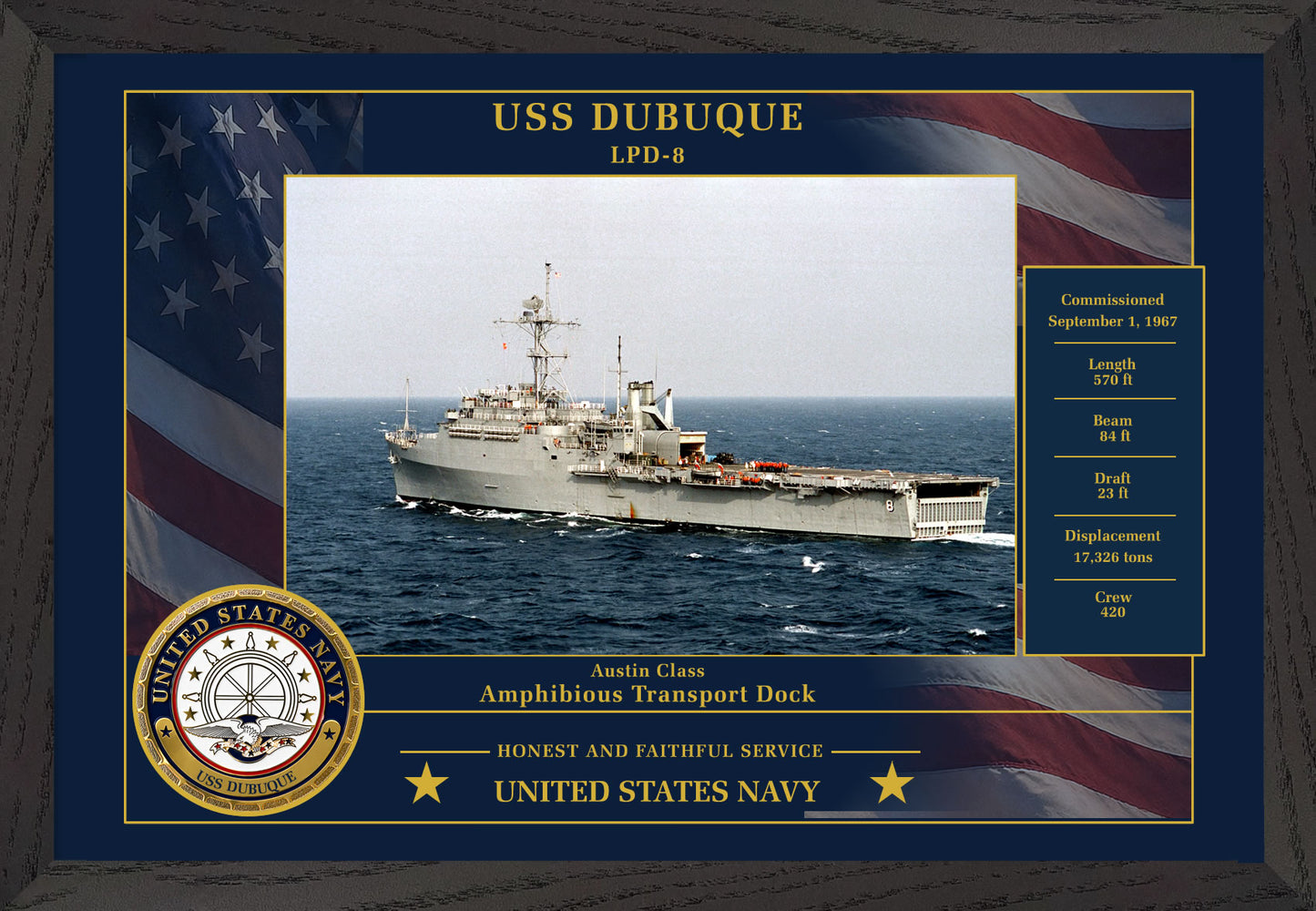 USS Dubuque LPD-8 Framed Patriotic Photo
