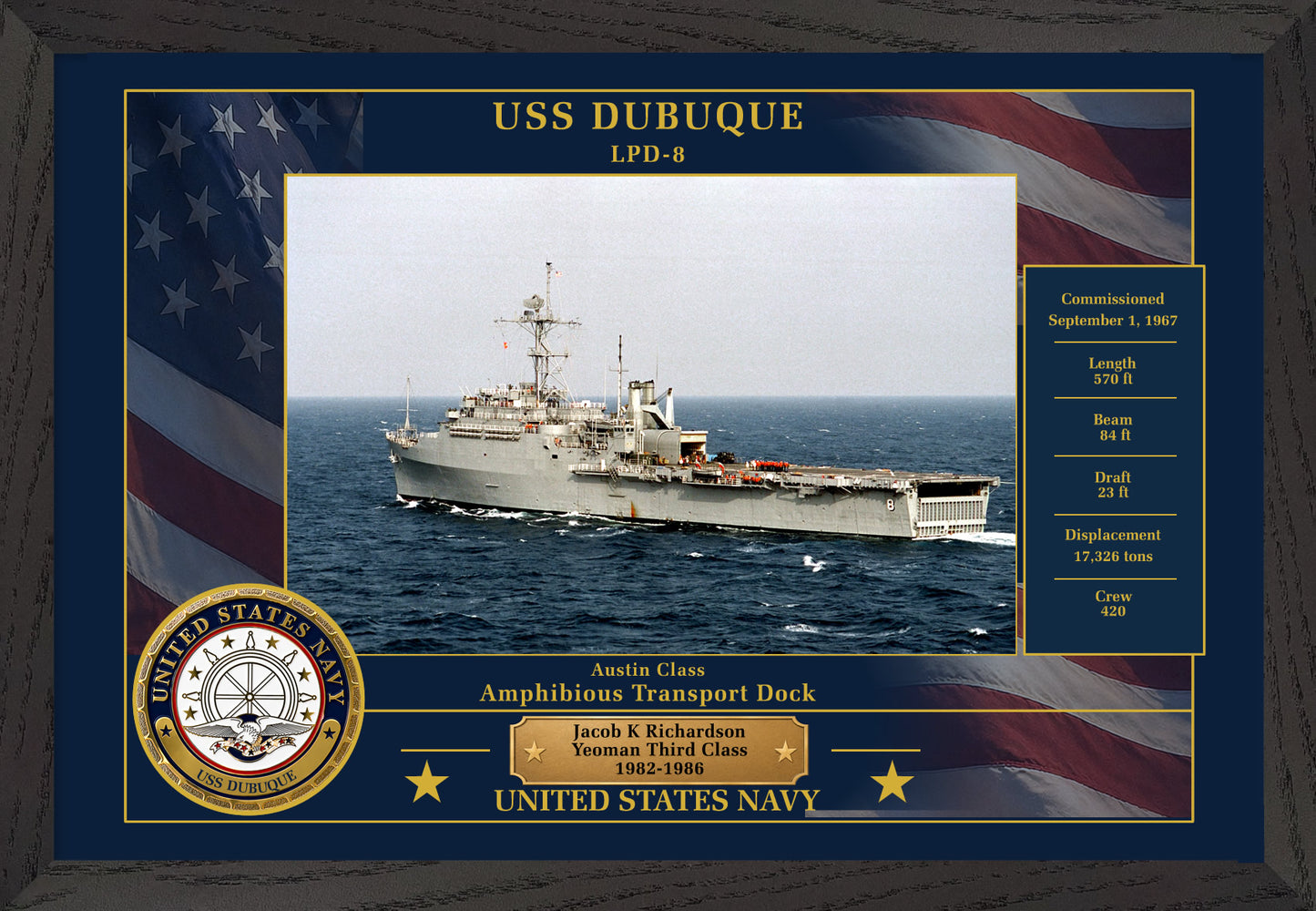 USS Dubuque LPD-8 Framed Patriotic Photo