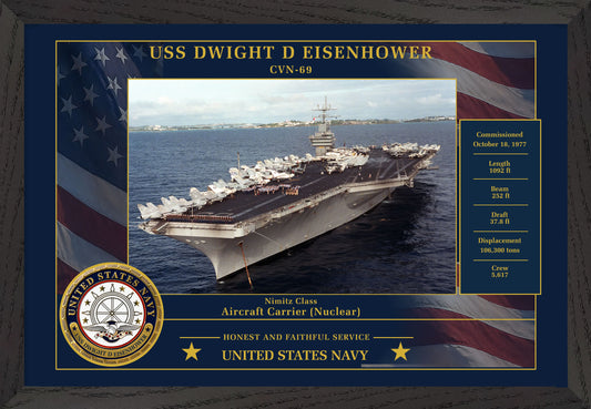 USS Dwight D Eisenhower CVN-69 Framed Patriotic Photo