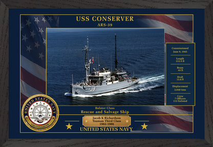 USS Conserver ARS-39 Framed Patriotic Photo