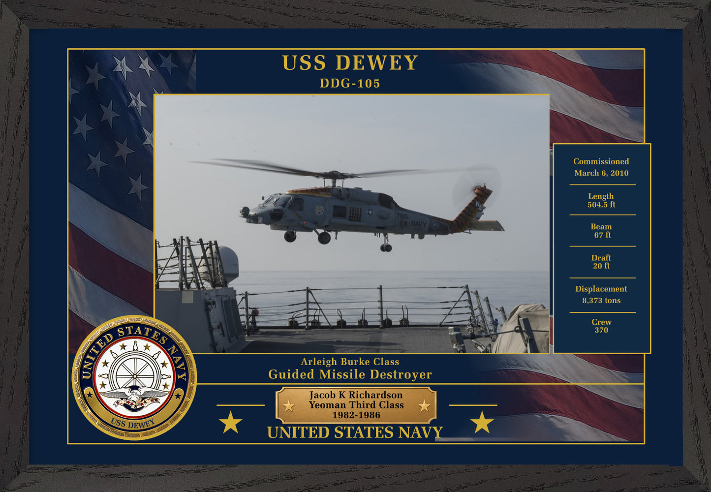 USS Dewey DDG-105 Framed Patriotic Photo