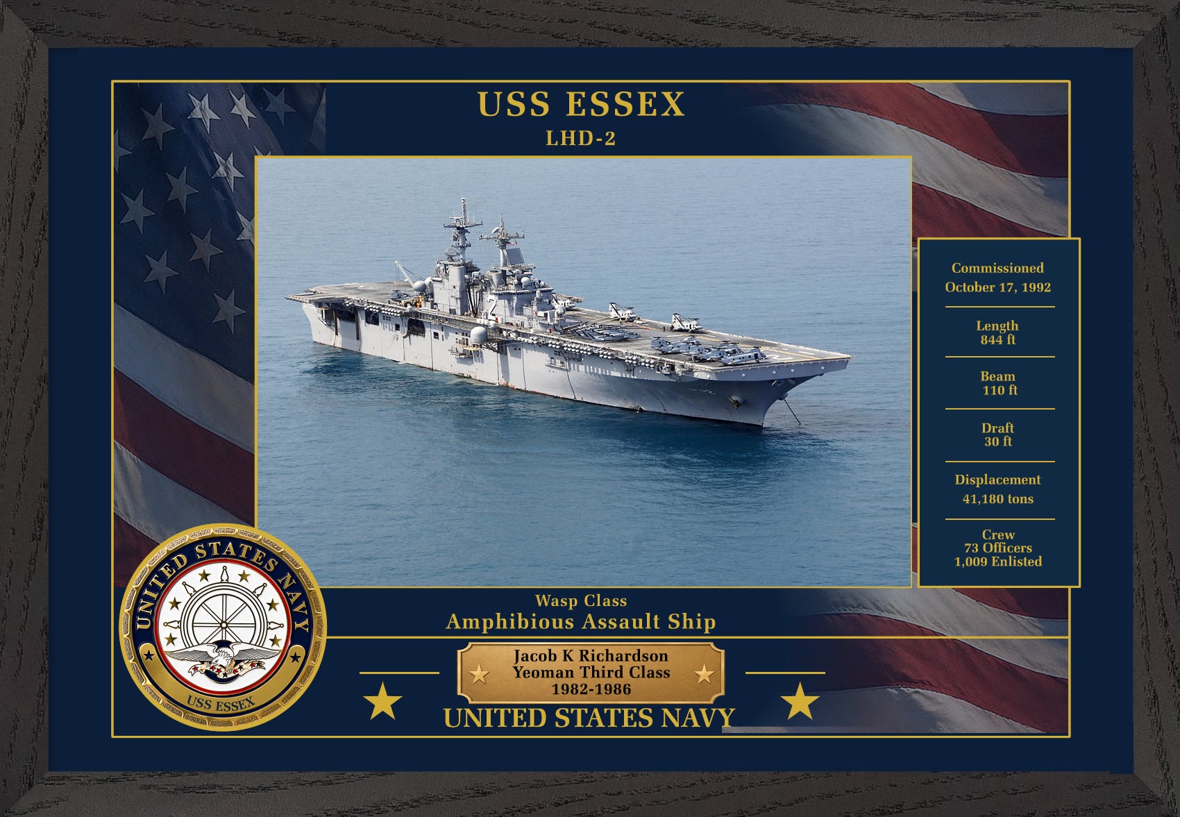 USS Essex LHD-2 Framed Patriotic Photo