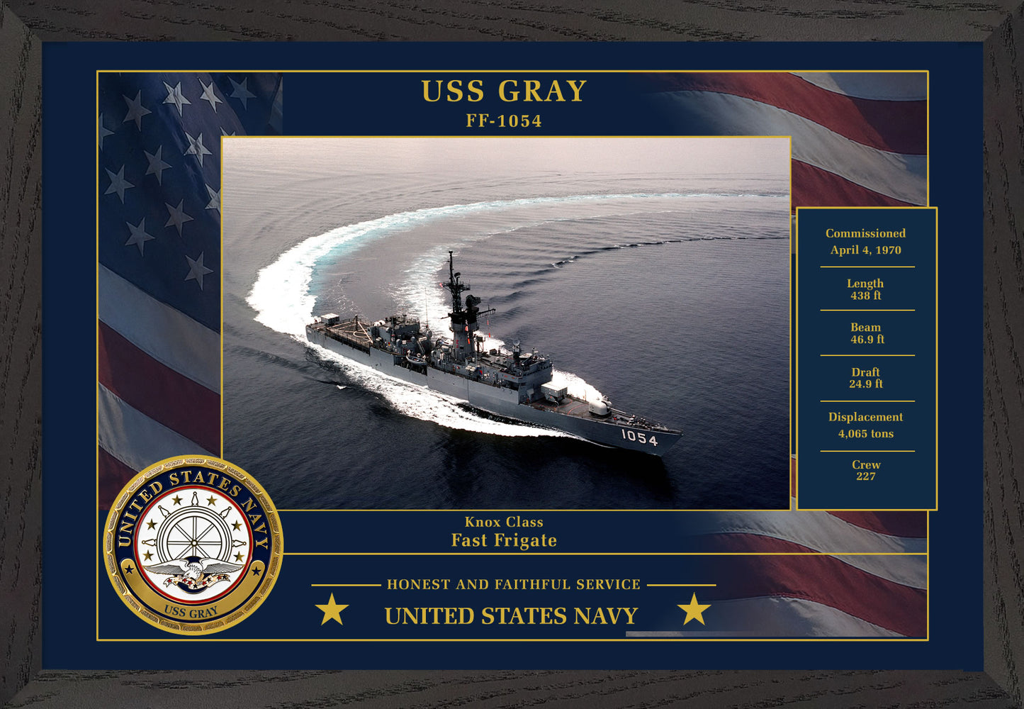 USS Gray FF-1054 Framed Patriotic Photo