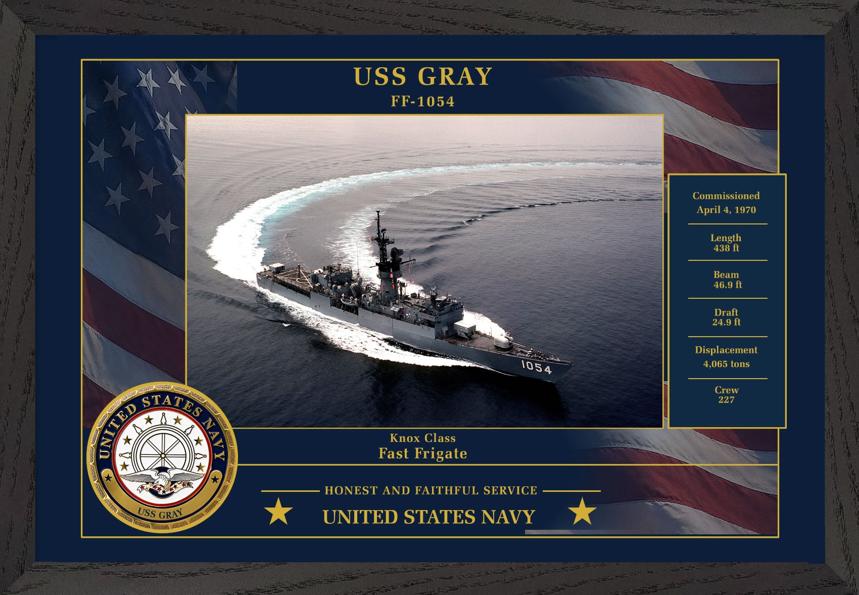 USS Gray FF-1054 Framed Patriotic Photo