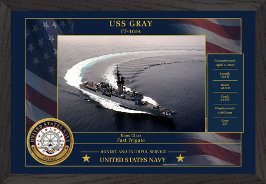 USS Gray FF-1054 Framed Patriotic Photo
