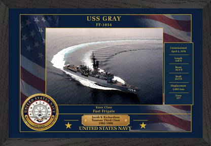 USS Gray FF-1054 Framed Patriotic Photo