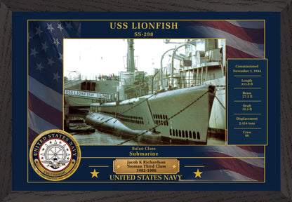 USS Lionfish SS-298 Framed Patriotic Photo