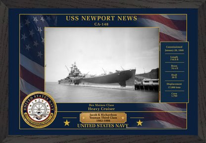 USS Newport News CA-148 Framed Patriotic Photo