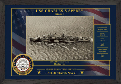 USS Charles S Sperry DD-697 Framed Patriotic Photo