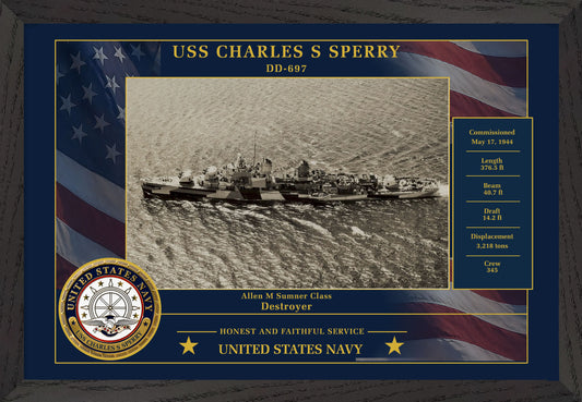 USS Charles S Sperry DD-697 Framed Patriotic Photo
