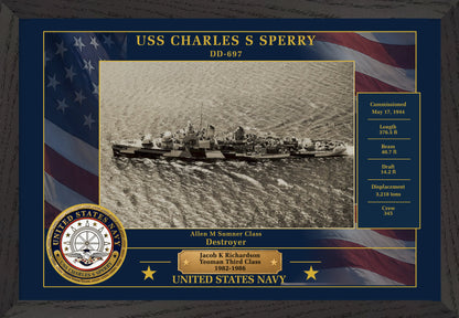 USS Charles S Sperry DD-697 Framed Patriotic Photo