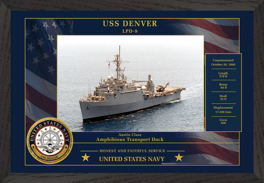 USS Denver LPD-9 Framed Patriotic Photo