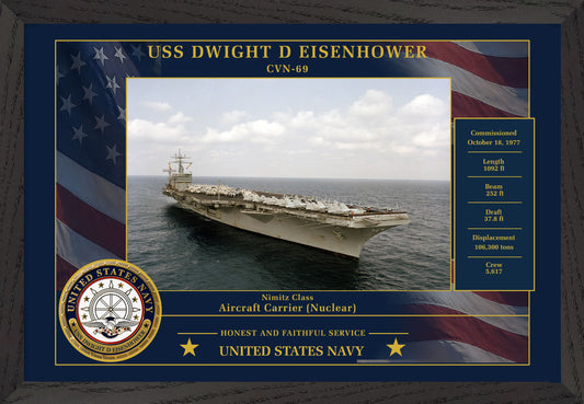 USS Dwight D Eisenhower CVN-69 Framed Patriotic Photo