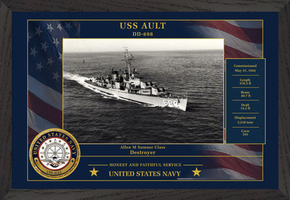 USS Ault DD-698 Framed Patriotic Photo