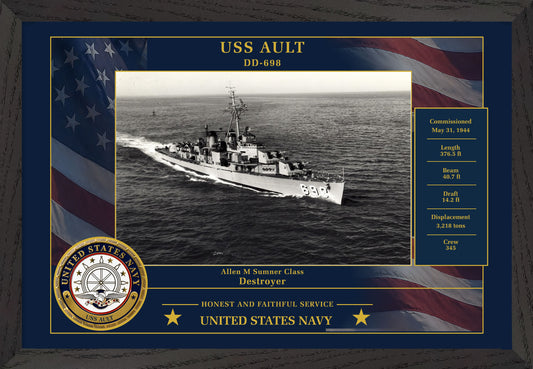 USS Ault DD-698 Framed Patriotic Photo