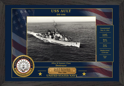 USS Ault DD-698 Framed Patriotic Photo