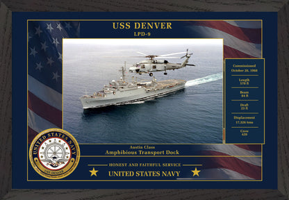 USS Denver LPD-9 Framed Patriotic Photo