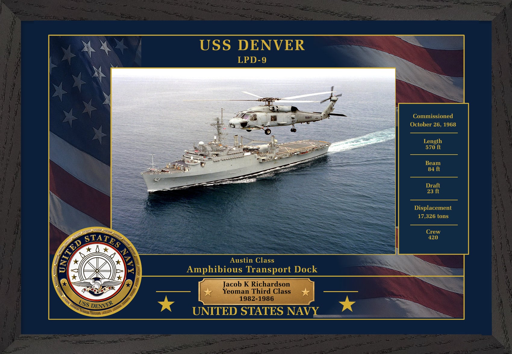 USS Denver LPD-9 Framed Patriotic Photo