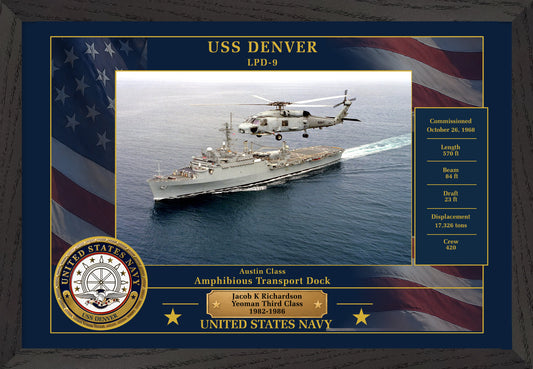 USS Denver LPD-9 Framed Patriotic Photo