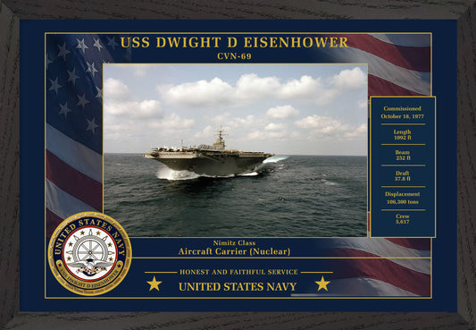 USS Dwight D Eisenhower CVN-69 Framed Patriotic Photo