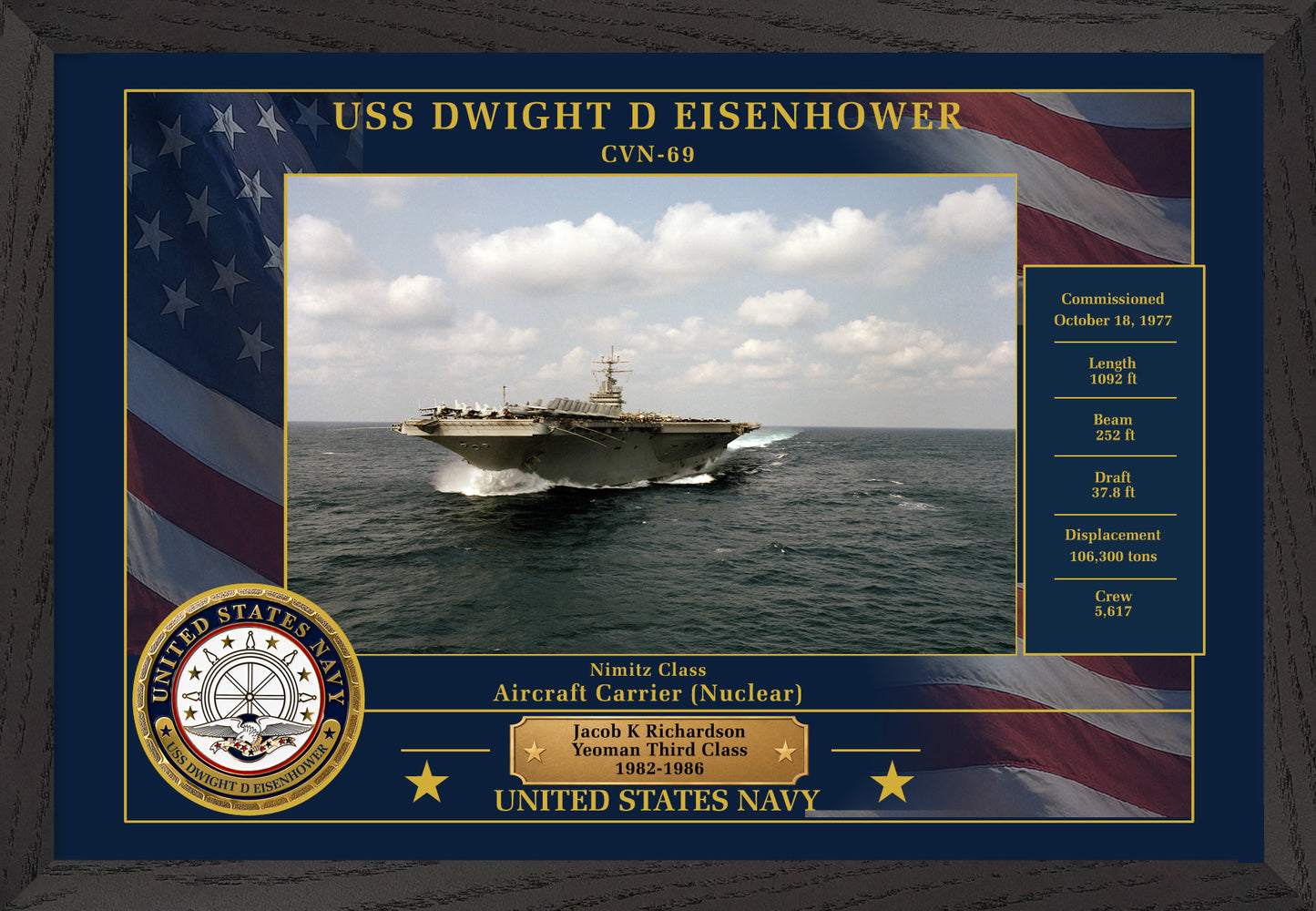 USS Dwight D Eisenhower CVN-69 Framed Patriotic Photo