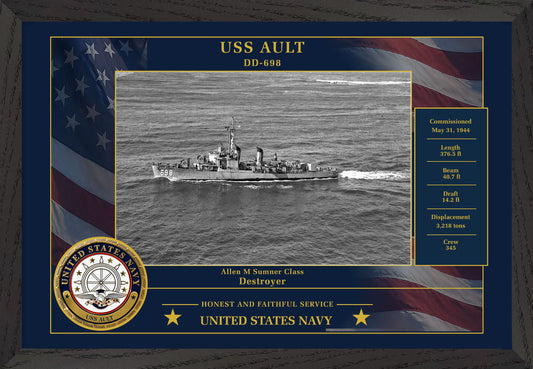 USS Ault DD-698 Framed Patriotic Photo