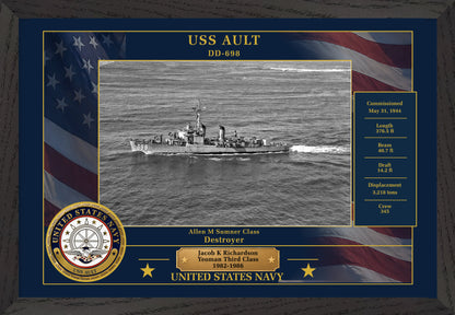 USS Ault DD-698 Framed Patriotic Photo