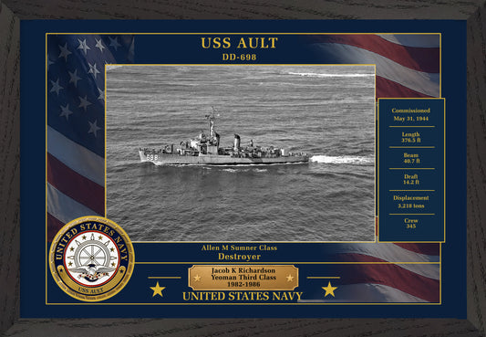 USS Ault DD-698 Framed Patriotic Photo