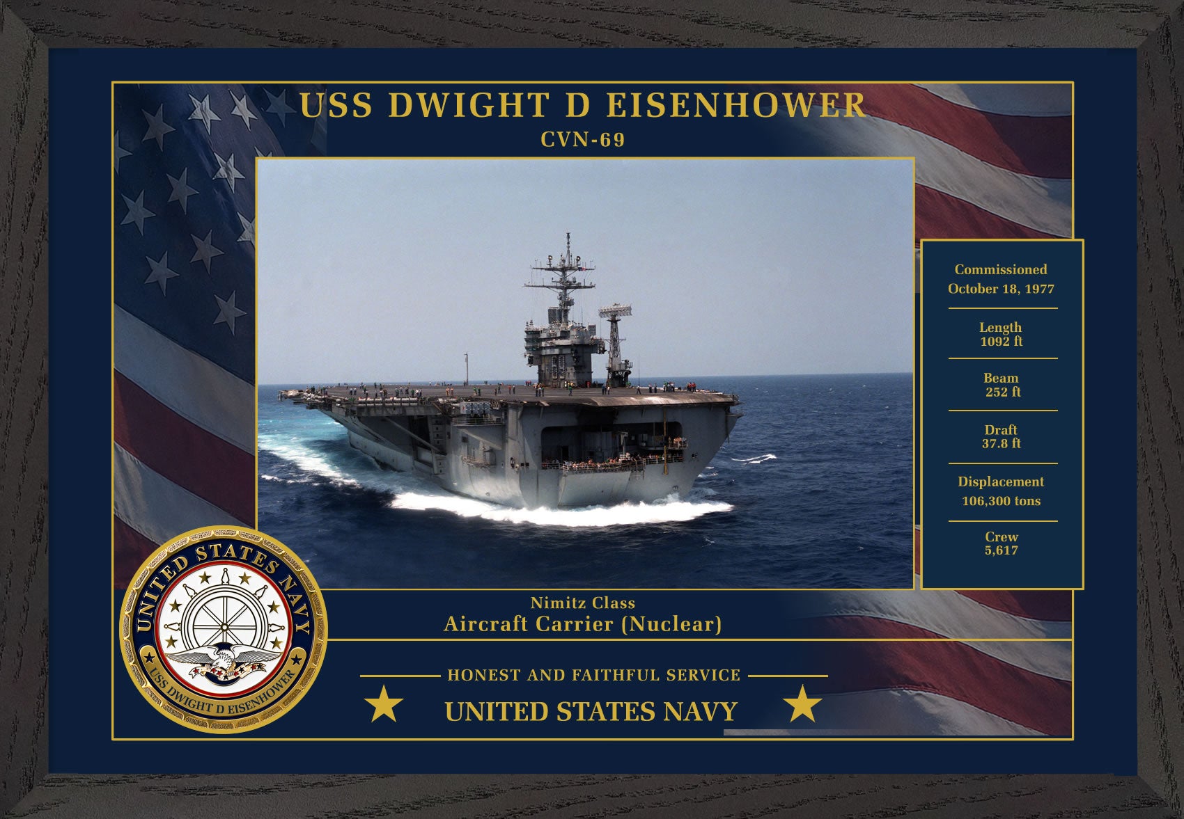 USS Dwight D Eisenhower CVN-69 Framed Patriotic Photo