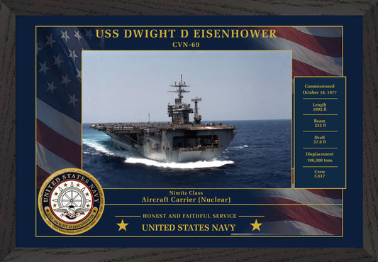 USS Dwight D Eisenhower CVN-69 Framed Patriotic Photo
