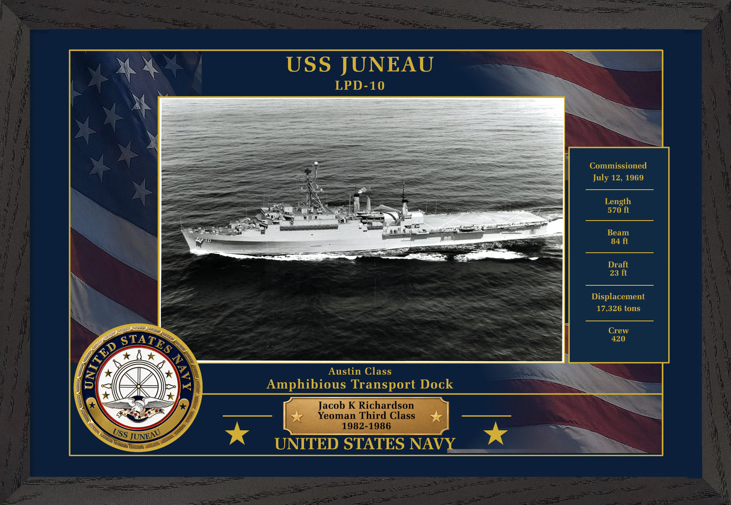 USS Juneau LPD-10 Framed Patriotic Photo